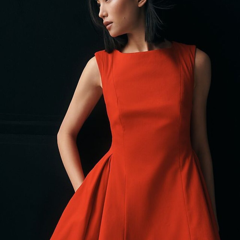 Maeve Sleeveless Back-Cutout A-Line Mini Dress Red